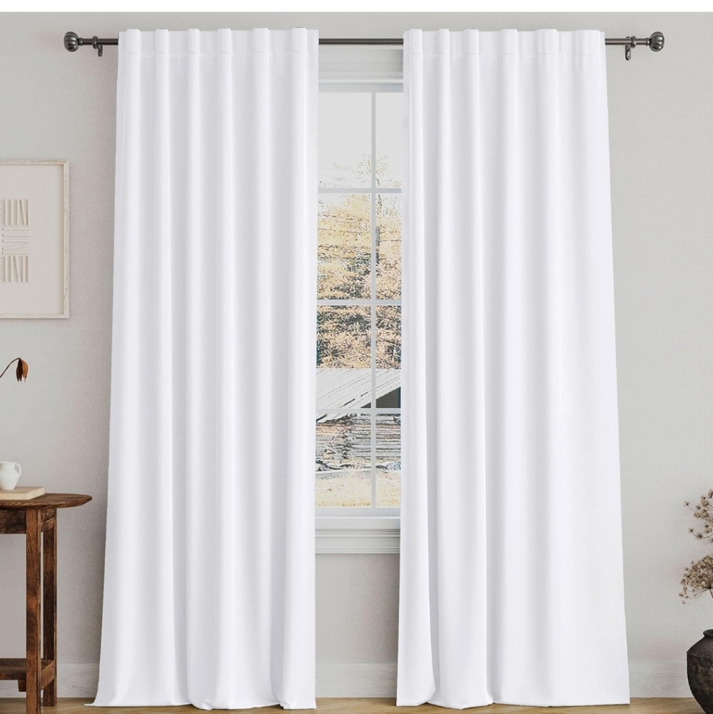 Turquoize White Curtains 84 Inch Long